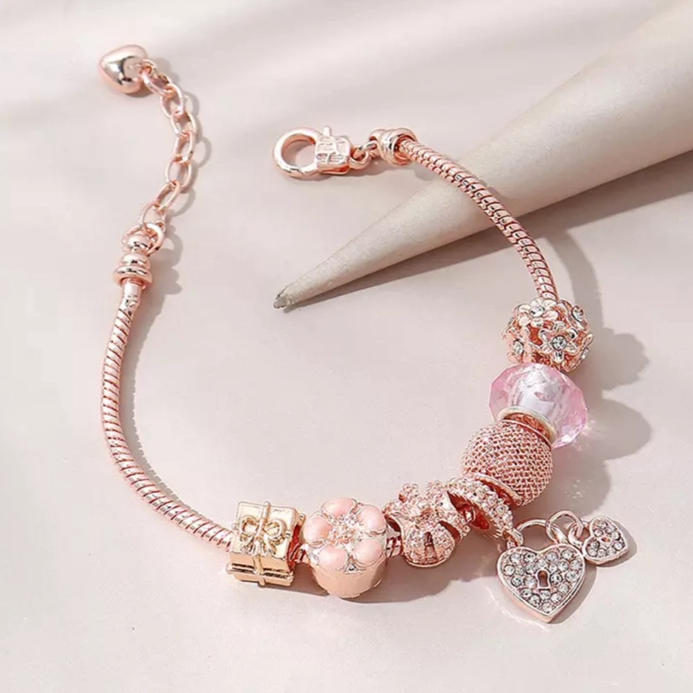 Charm Bracelet Clasp Rose Gold Sterling Silver Gift Holiday Daughter